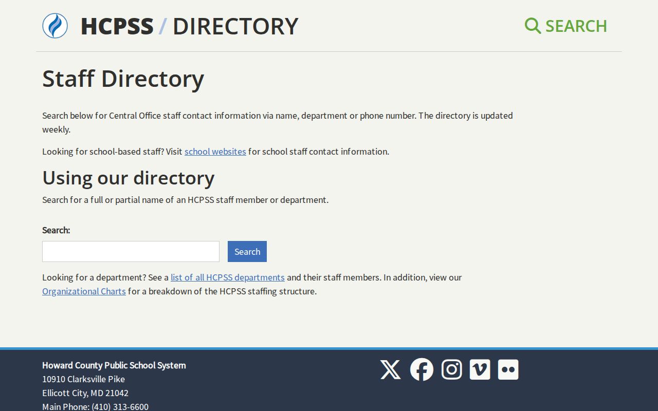 Ellicott City people directories HCPSS staff search