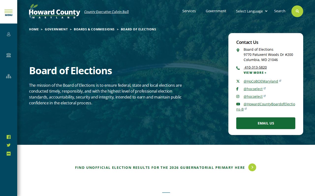 Howard County office serving Ellicott City voter records